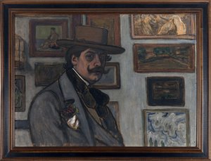 Zelfportret met een bruine hoed door József Rippl Rónai